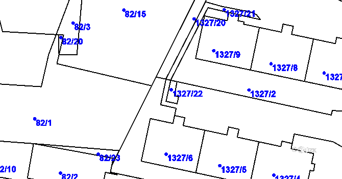 Parcela st. 1327/22 v KÚ Řepy, Katastrální mapa