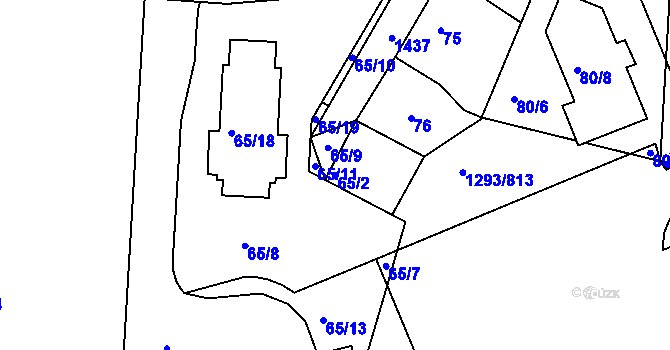 Parcela st. 65/2 v KÚ Řepy, Katastrální mapa