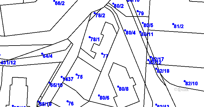 Parcela st. 77 v KÚ Řepy, Katastrální mapa