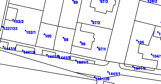 Parcela st. 96 v KÚ Řepy, Katastrální mapa