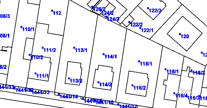 Parcela st. 114/1 v KÚ Řepy, Katastrální mapa