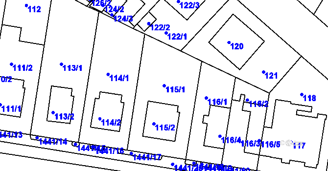 Parcela st. 115/1 v KÚ Řepy, Katastrální mapa