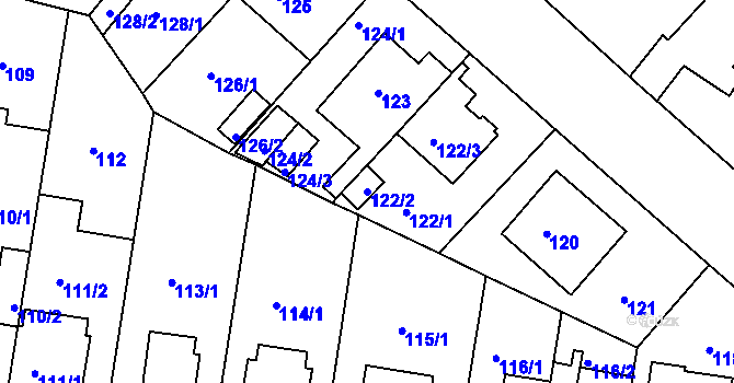Parcela st. 122/2 v KÚ Řepy, Katastrální mapa
