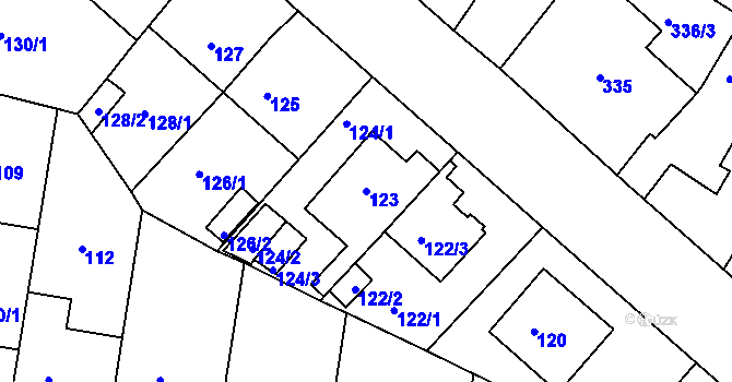 Parcela st. 123 v KÚ Řepy, Katastrální mapa