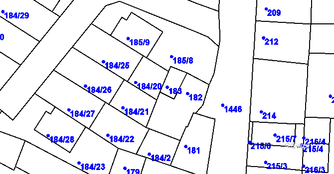 Parcela st. 183 v KÚ Řepy, Katastrální mapa