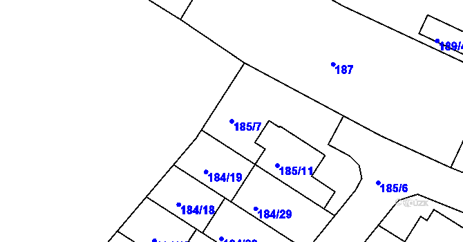 Parcela st. 185/7 v KÚ Řepy, Katastrální mapa