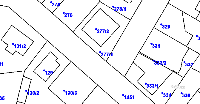 Parcela st. 277/1 v KÚ Řepy, Katastrální mapa