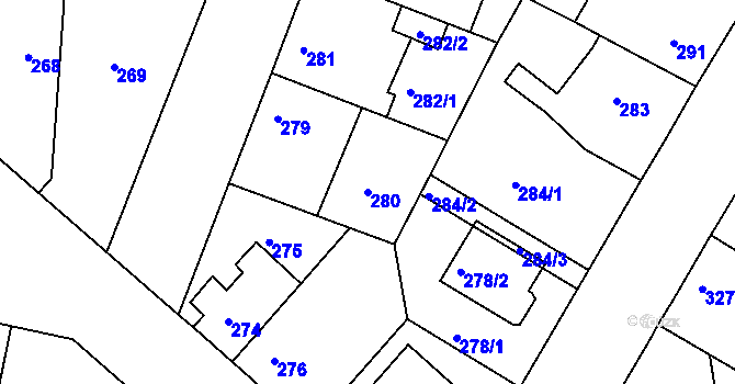 Parcela st. 280 v KÚ Řepy, Katastrální mapa