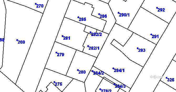 Parcela st. 282/1 v KÚ Řepy, Katastrální mapa