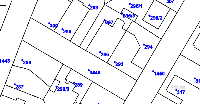 Parcela st. 296 v KÚ Řepy, Katastrální mapa