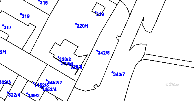 Parcela st. 342/5 v KÚ Řepy, Katastrální mapa