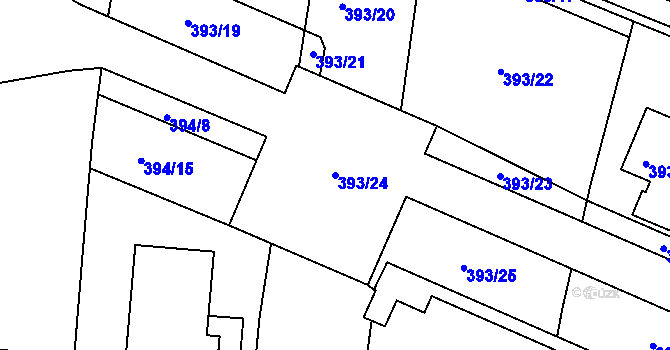 Parcela st. 393/24 v KÚ Řepy, Katastrální mapa