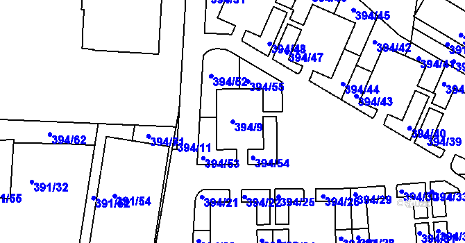 Parcela st. 394/9 v KÚ Řepy, Katastrální mapa