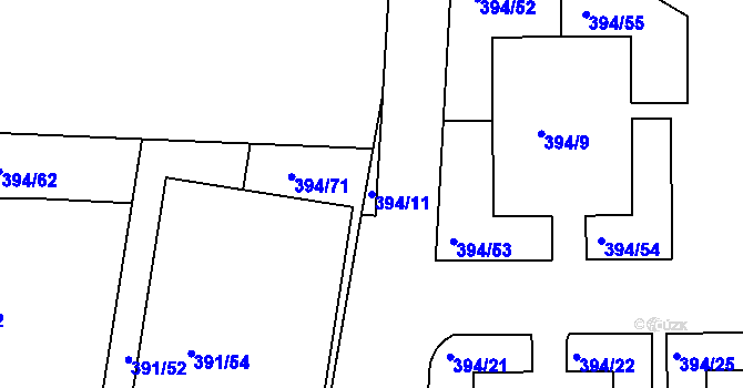 Parcela st. 394/11 v KÚ Řepy, Katastrální mapa