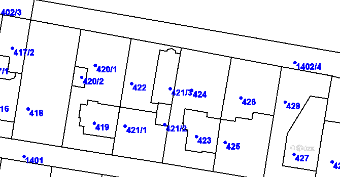Parcela st. 421/3 v KÚ Řepy, Katastrální mapa