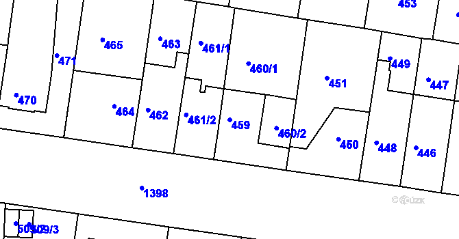 Parcela st. 459 v KÚ Řepy, Katastrální mapa