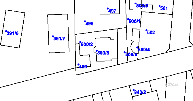 Parcela st. 500/5 v KÚ Řepy, Katastrální mapa