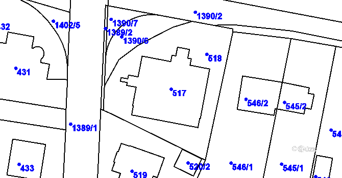Parcela st. 517 v KÚ Řepy, Katastrální mapa