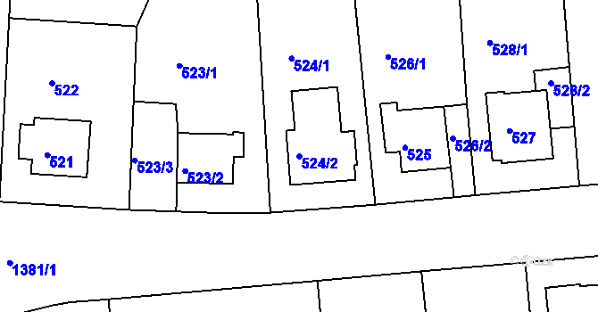 Parcela st. 524/2 v KÚ Řepy, Katastrální mapa