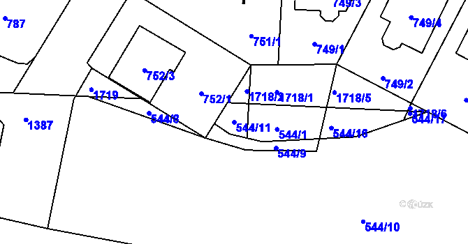 Parcela st. 544/11 v KÚ Řepy, Katastrální mapa
