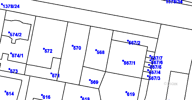 Parcela st. 568 v KÚ Řepy, Katastrální mapa