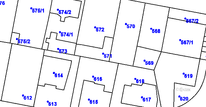 Parcela st. 571 v KÚ Řepy, Katastrální mapa