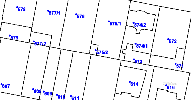 Parcela st. 575/2 v KÚ Řepy, Katastrální mapa