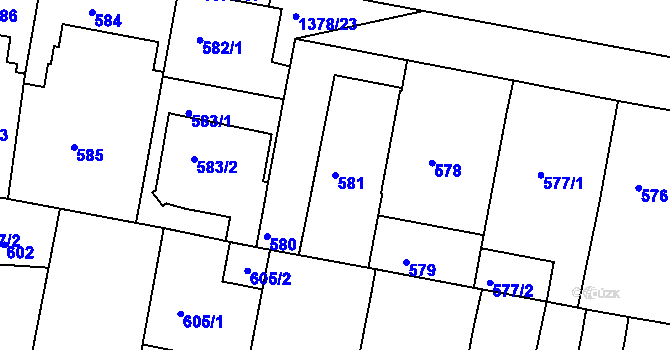Parcela st. 581 v KÚ Řepy, Katastrální mapa