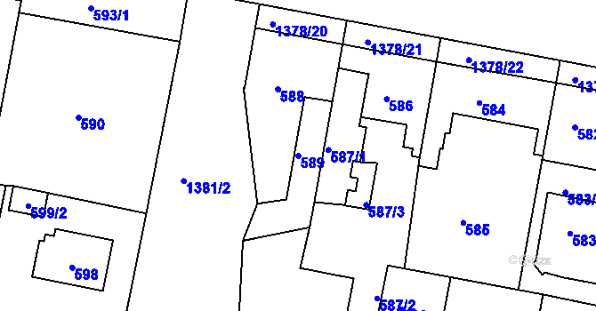 Parcela st. 589 v KÚ Řepy, Katastrální mapa