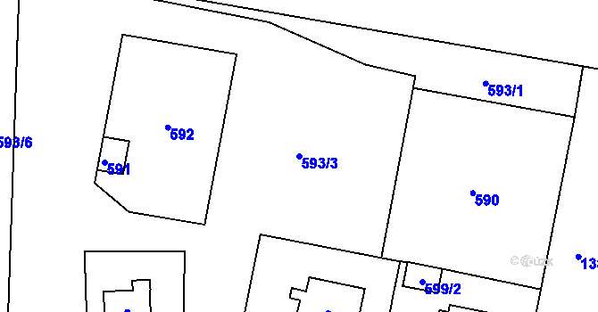 Parcela st. 593/3 v KÚ Řepy, Katastrální mapa