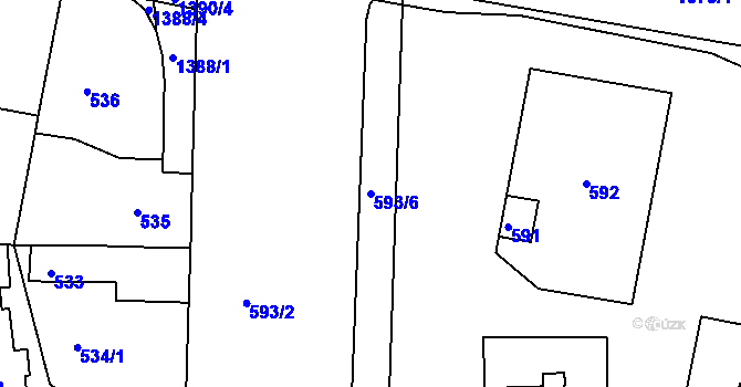Parcela st. 593/6 v KÚ Řepy, Katastrální mapa