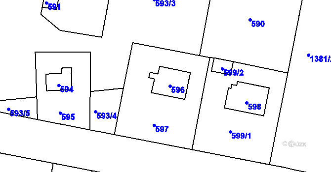 Parcela st. 596 v KÚ Řepy, Katastrální mapa