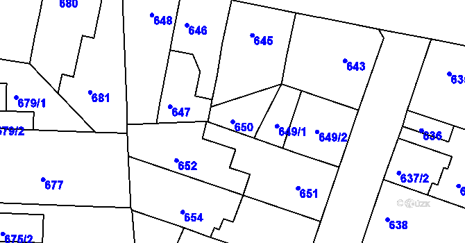 Parcela st. 650 v KÚ Řepy, Katastrální mapa