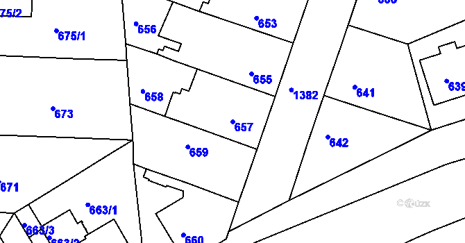 Parcela st. 657 v KÚ Řepy, Katastrální mapa