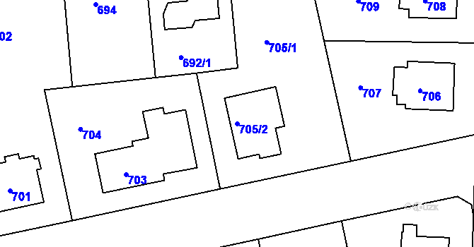 Parcela st. 705/2 v KÚ Řepy, Katastrální mapa