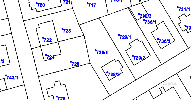 Parcela st. 728/1 v KÚ Řepy, Katastrální mapa