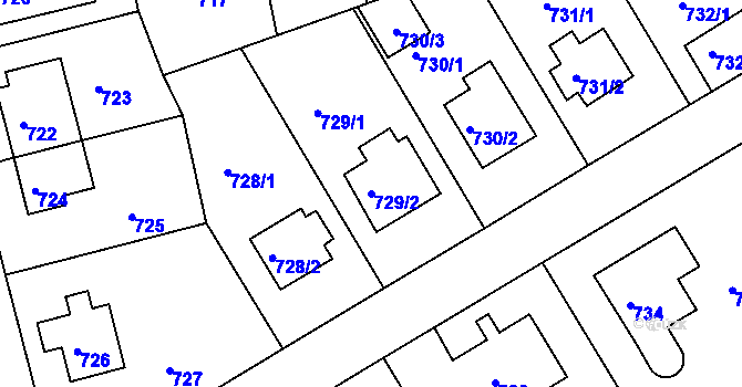 Parcela st. 729/2 v KÚ Řepy, Katastrální mapa