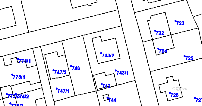 Parcela st. 743/2 v KÚ Řepy, Katastrální mapa