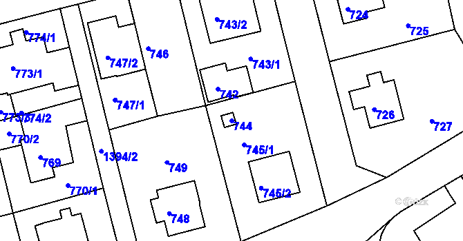 Parcela st. 744 v KÚ Řepy, Katastrální mapa