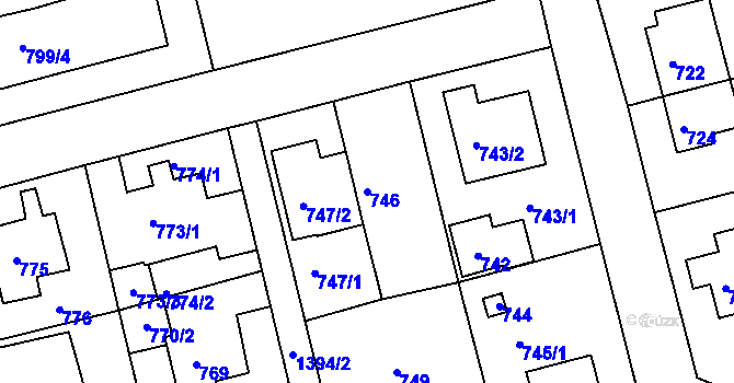 Parcela st. 746 v KÚ Řepy, Katastrální mapa