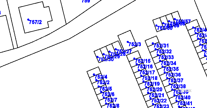 Parcela st. 752/29 v KÚ Řepy, Katastrální mapa