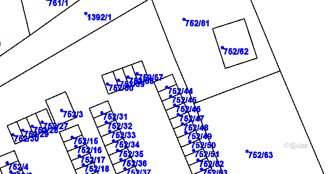 Parcela st. 752/44 v KÚ Řepy, Katastrální mapa