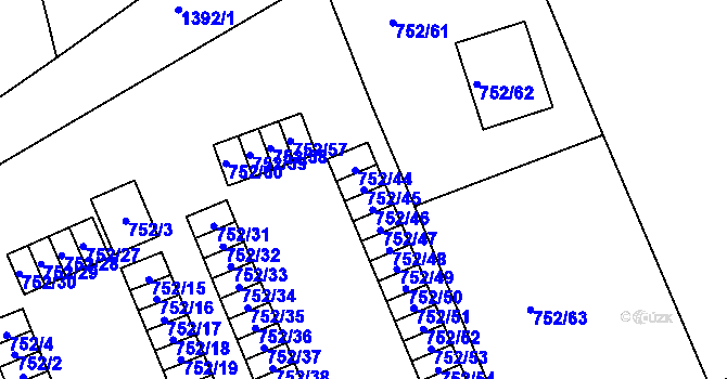 Parcela st. 752/45 v KÚ Řepy, Katastrální mapa