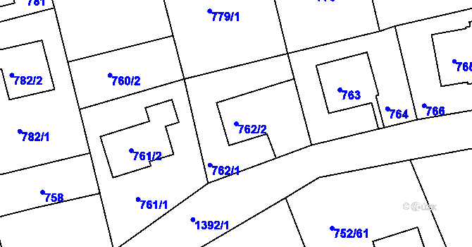 Parcela st. 762/2 v KÚ Řepy, Katastrální mapa