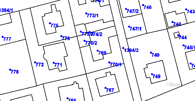 Parcela st. 769 v KÚ Řepy, Katastrální mapa