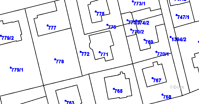 Parcela st. 771 v KÚ Řepy, Katastrální mapa