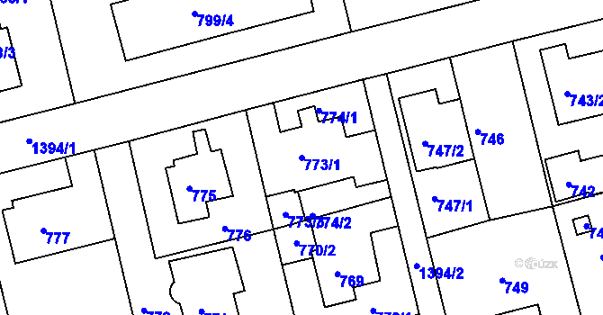 Parcela st. 773/1 v KÚ Řepy, Katastrální mapa