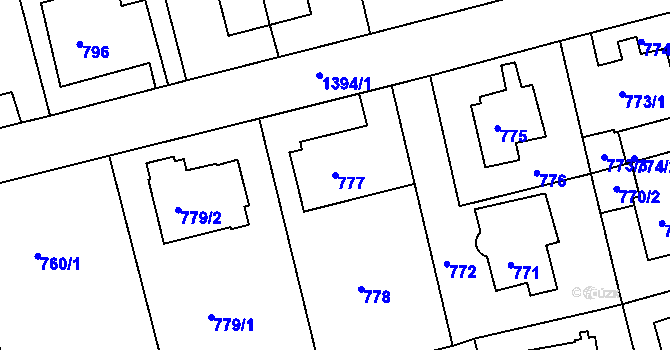 Parcela st. 777 v KÚ Řepy, Katastrální mapa