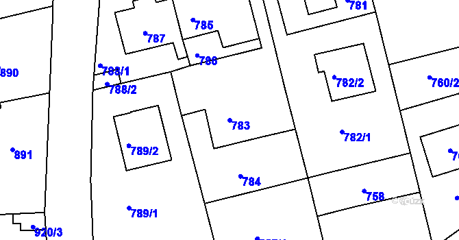 Parcela st. 783 v KÚ Řepy, Katastrální mapa