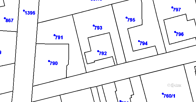 Parcela st. 792 v KÚ Řepy, Katastrální mapa